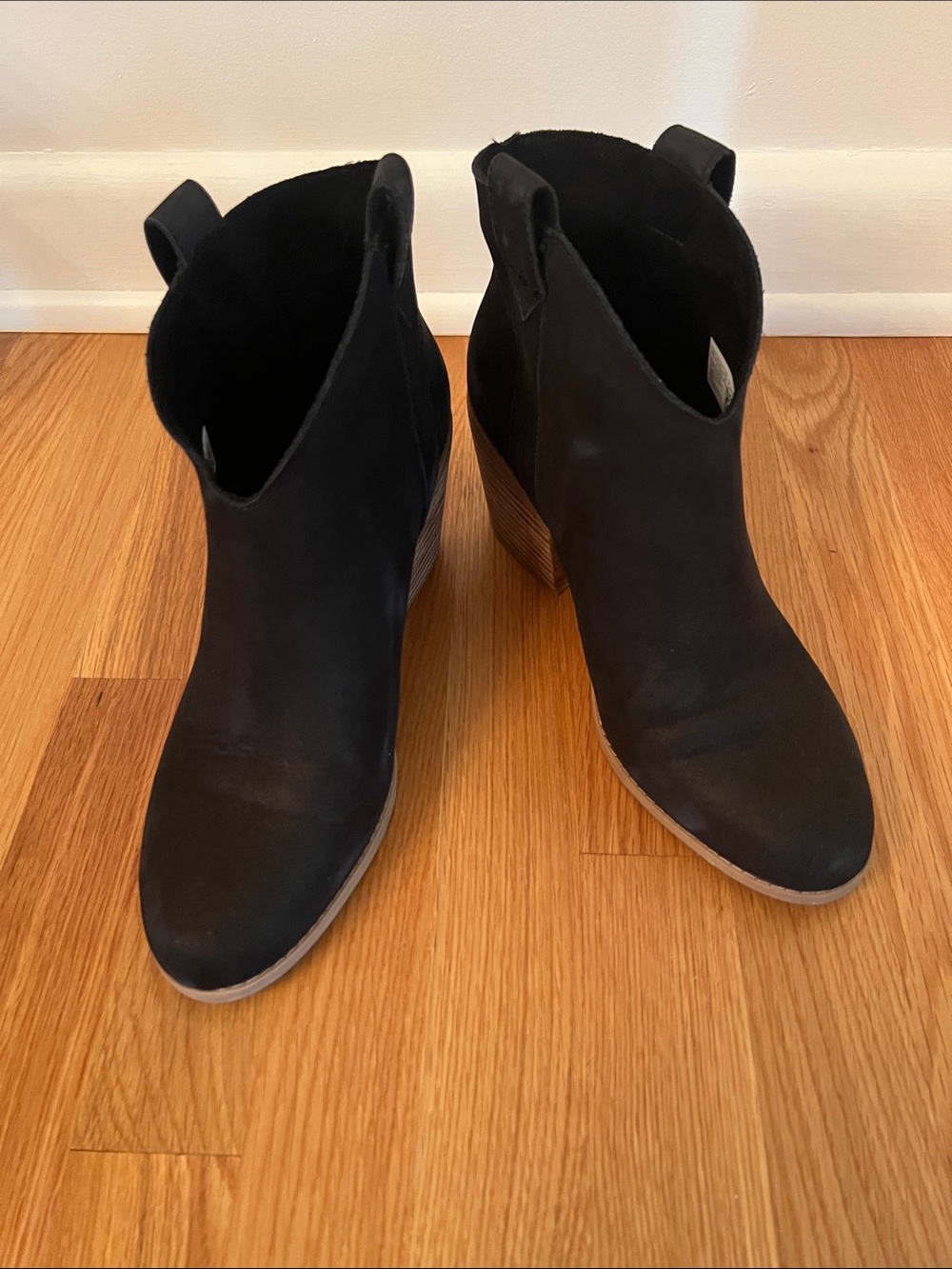 BOGO! Toms Black Ankle Booties with Stacked Heel